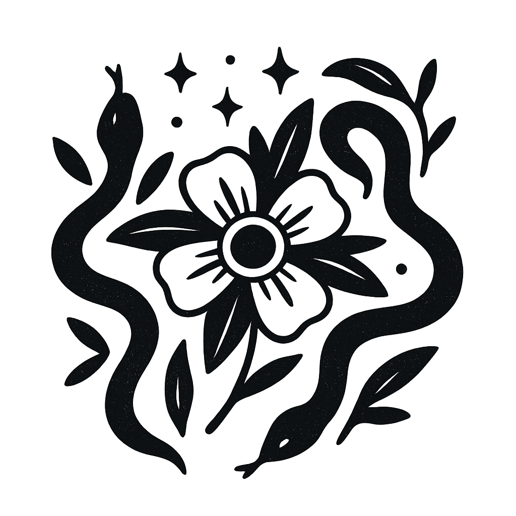 Serpents and flower illustration