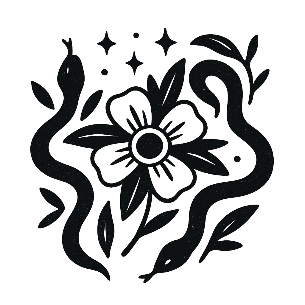 Serpents and flower illustration